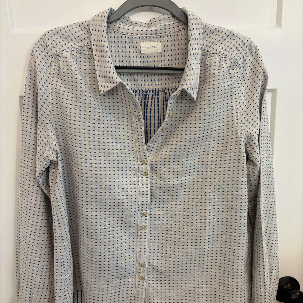Poetry Blue and White Dotted Shirt